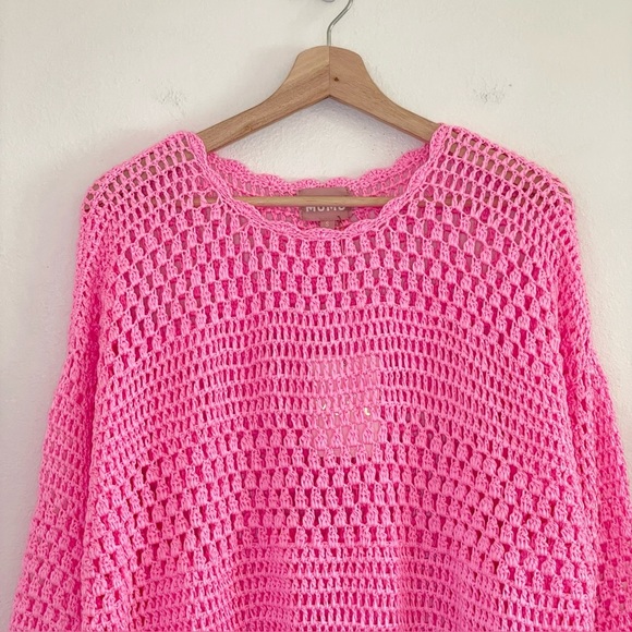 NWT Show Me Your Mumu Paula Pullover Crochet Knit Coverup Bubblegum Pink Small - Picture 9 of 15
